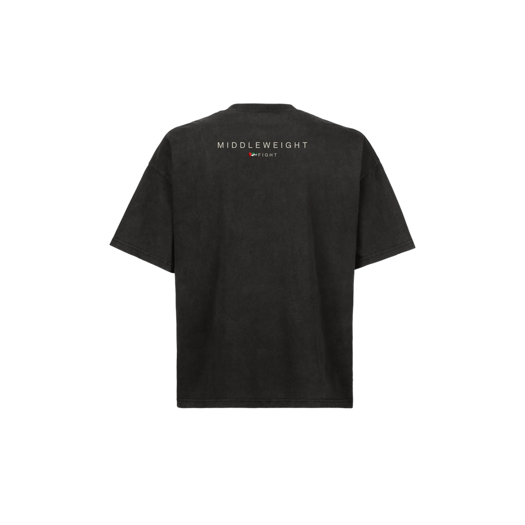 971 Core Tee in Vintage Black, back, with the weight class print below the collar