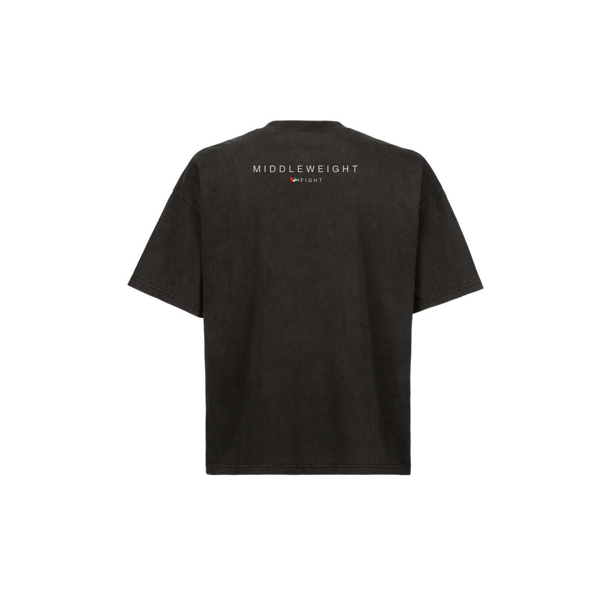 971 Core Tee in Vintage Black, back, with the weight class print below the collar