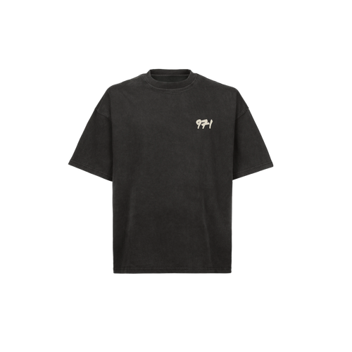 971 Core Tee in Vintage Black, front, with the 971 mark on the left chest