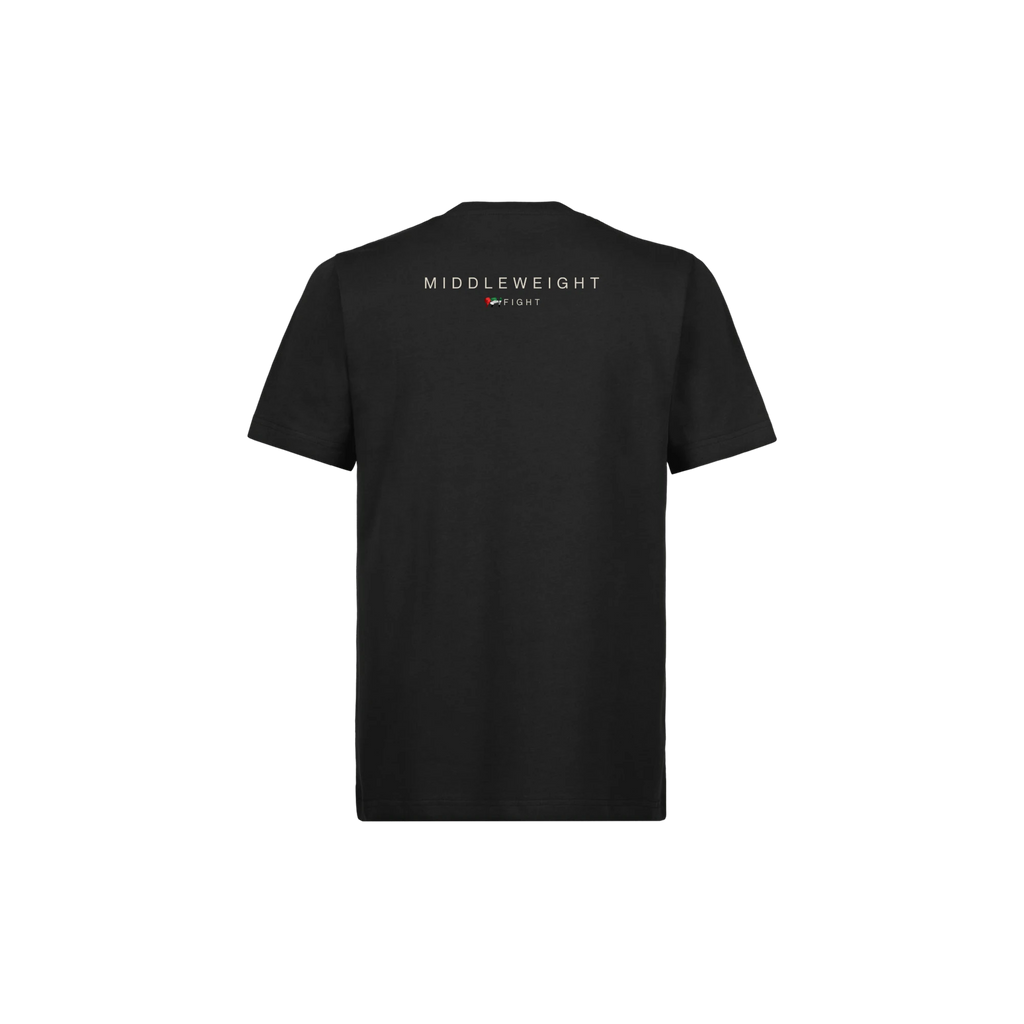 971 Core Tee, Regular, in Black, back, with the weight class print below the collar