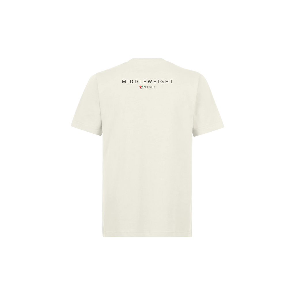 971 Core Tee, Regular, in Vintage White, back, with the weight class print below the collar
